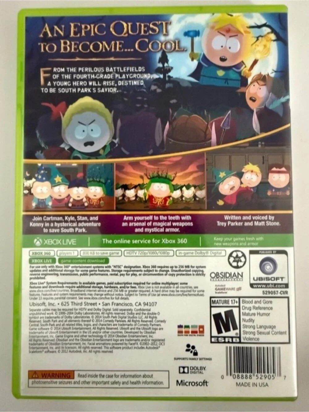 South Park The Stick of Truth Xbox 360 Game Complete w/ Case & Manual
